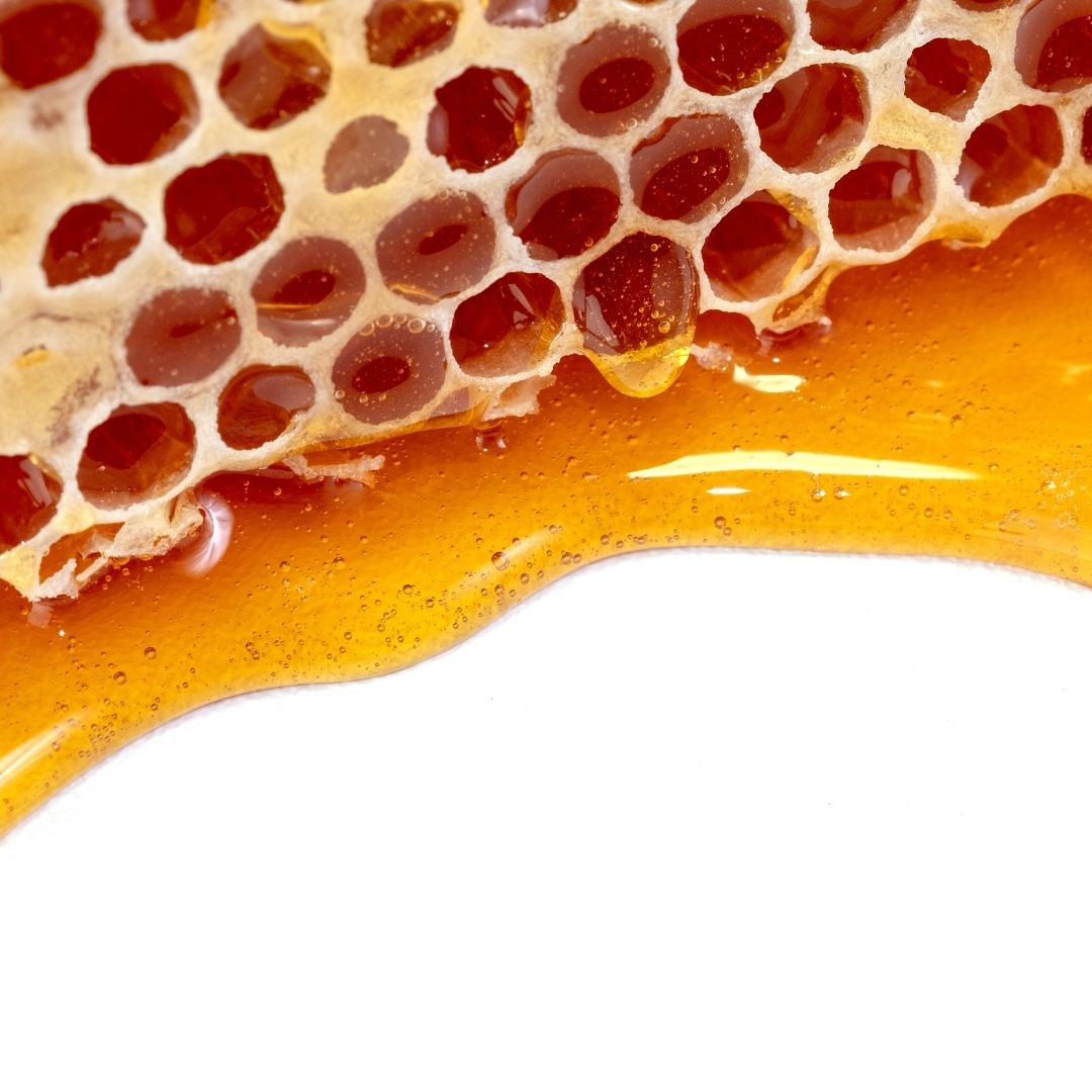 Real Raw Honey flowing from honeycomb