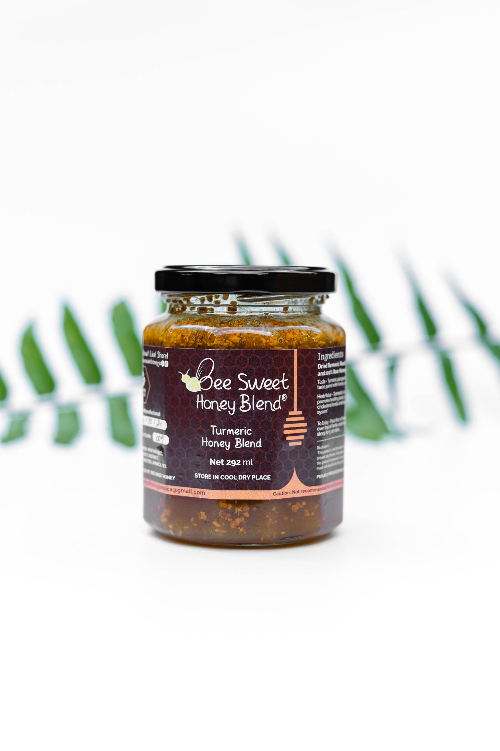 Bee Sweet Turmeric Honey Blend, 428g in glass jar, wellness honey for immunity support, sustainability and holistic living